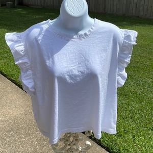 Zara, Ruffled, Sleeveless white top❗️SMOKE FREE HOME❗️